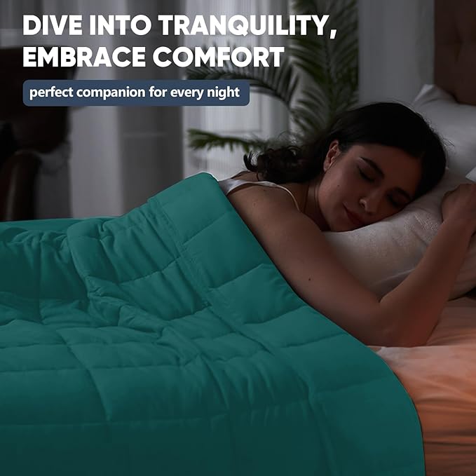 yescool King Size Weighted Blanket for Adults (30 lbs, 80” x 87”, Teal) Cooling Heavy Blanket for Sleeping Perfect for 290-310 lbs, Breathable Blanket for Adults & Couple All Season, Machine Washable-StrideForce Fitness