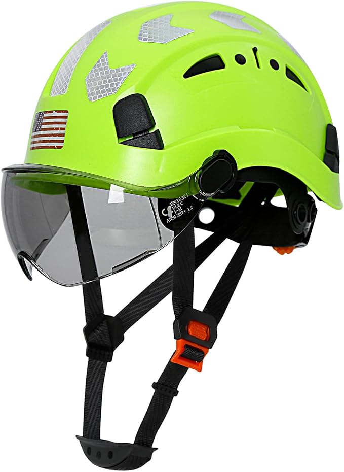 AOLAMEGS Construction Safety Hard Hat - ANSI Z89.1 Type Ι OSHA Approved Safety Helmets with Chin Straps Lightweight Reflective Vented ABS Hard Hats For Men Women Industrial Workwear 6-point Suspension-StrideForce Fitness