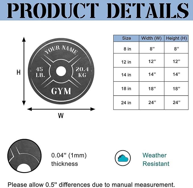 Personalized Home Gym LED Tin Metal Sign Multiple Sizes, Weight Lifting Exercise Workout Room Training Fitness Center Motivational Inspirational Quotes Decor Wall Art Hanging Accessories (11 LED)-StrideForce Fitness