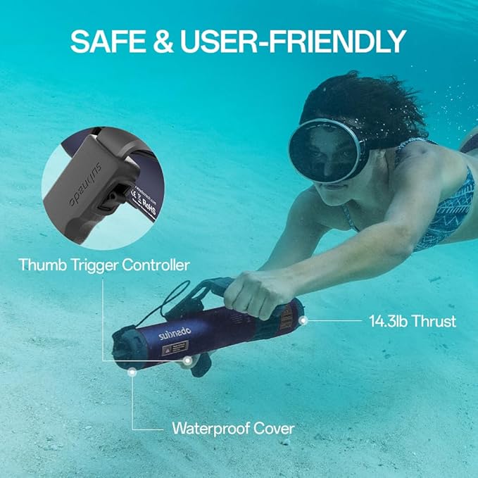Waydoo Subnado Underwater Scooter Lite, Water Sports Diving Scooter with Removable Handle, Compact and Portable Water Scooter for Adults&Kids, Scuba Diving Snorkeling Sea Scooter Multiple Uses, Blue-StrideForce Fitness