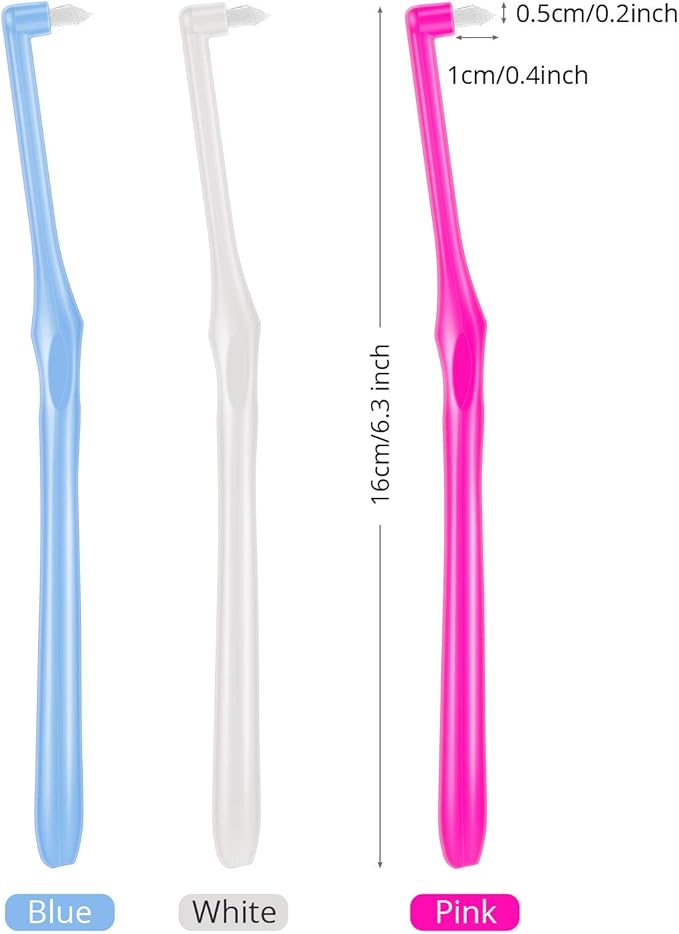 Boao 12 Pcs Tufted Toothbrush End Bulk Compact Single Tuft Brush Soft Orthodontic Toothbrush Interdental Brush Trim for Orthodontic Braces Dental Implant Denture Detail Cleaning, Small Head