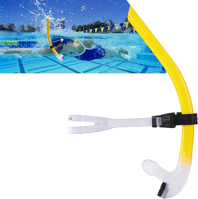 Swim Snorkel for Lap Swimming,Adult Swimmers Snorkeling Gear for Swimming Snorkel Training in Pool and Open Water,Snorkle Center Mount Silicone Mouthpiece One-Way Purge Valve-StrideForce Fitness