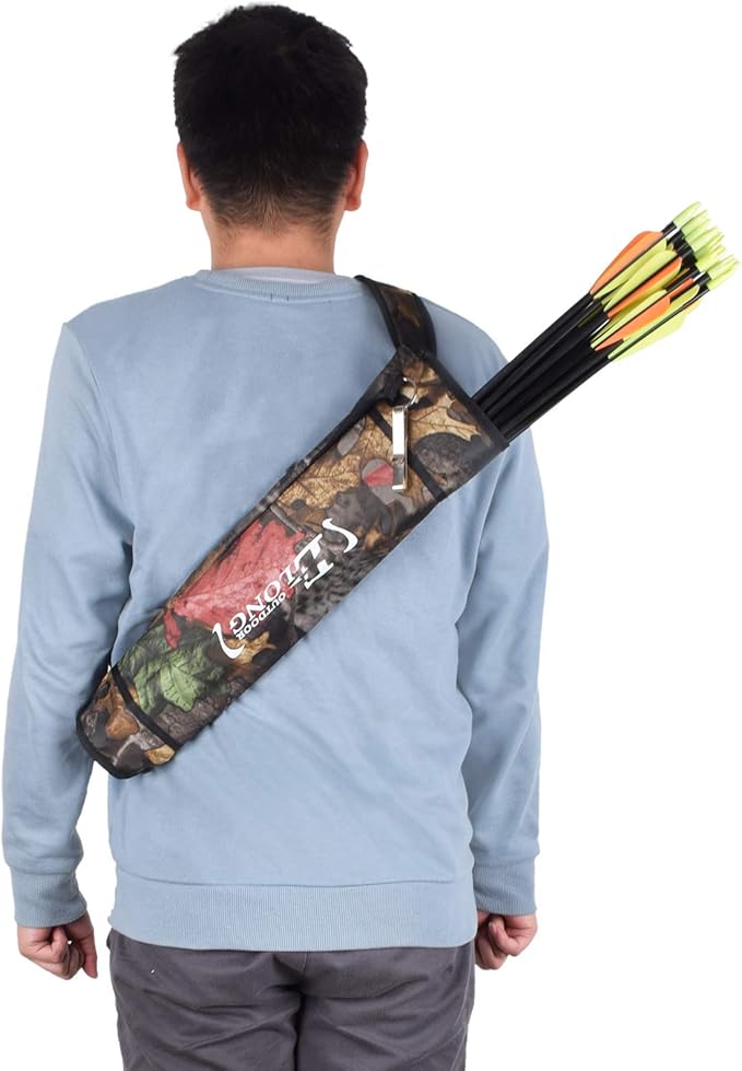 YLS Archery Hip and Back Quiver for Arrows - Black Arrow Quiver for Kids and Adults - Adjustable Arrow Holder with a Padded Strap and Belt Clip - Archery Accessories for Field and Practice-StrideForce Fitness