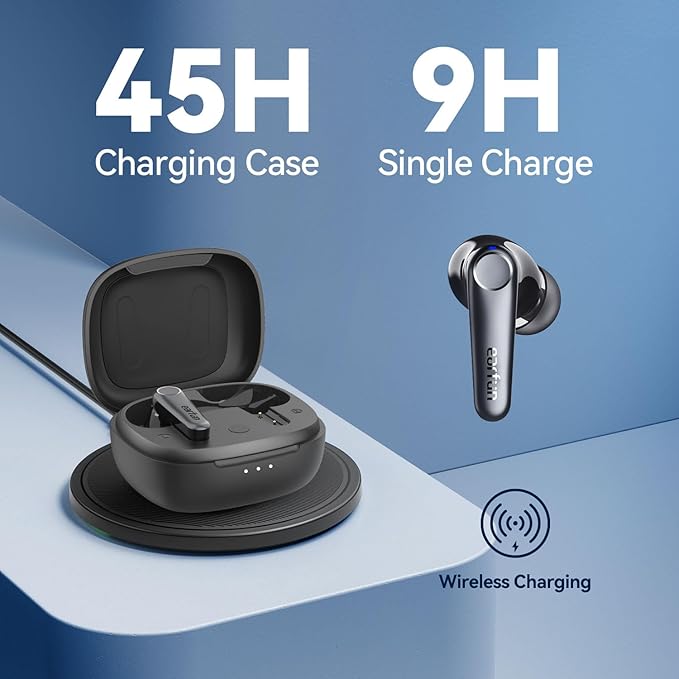 EarFun Air Pro 3 Noise Cancelling Earbuds, Qualcomm® aptX™ Adaptive Sound, 6 Mics CVC 8.0 ENC, Bluetooth 5.3 Earbuds, Multipoint Connection, 45H Playtime, App Customize EQ, Wireless Charging-StrideForce Fitness
