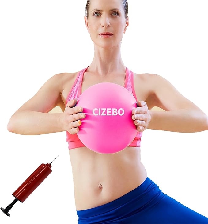 Pilates Ball 8 inch, Small Exercise Ball for Between Knees with Needle Pump for Core Workout & Physical Therapy Yoga PT-StrideForce Fitness