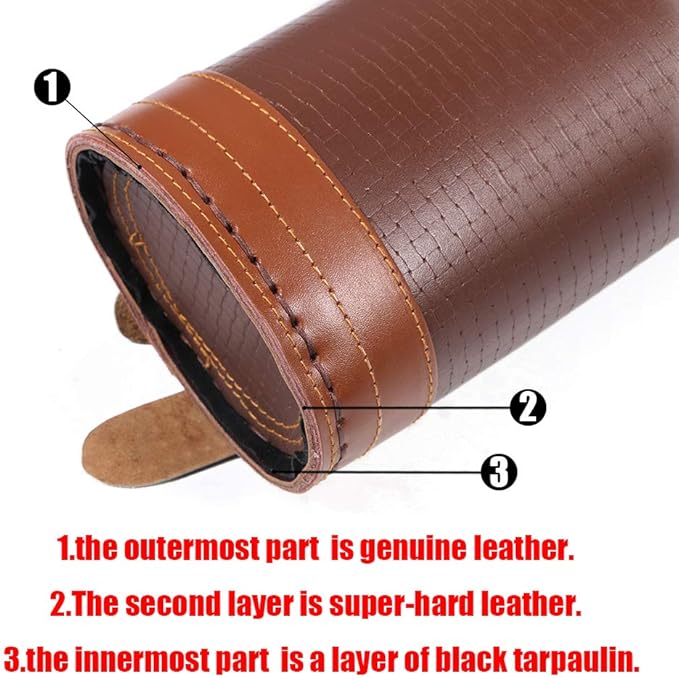 TOPARCHERY Traditional Shoulder Back Quiver Bow Leather Arrow Holder with Large Pouch Handmade Straps Belt Bag Brown-StrideForce Fitness