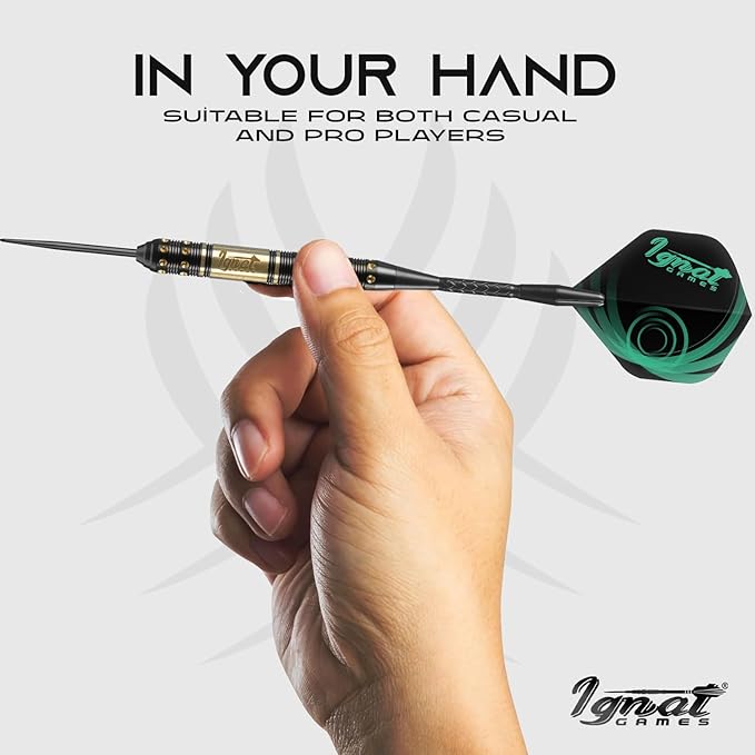 IgnatGames Premium Steel Tip Darts – 3/6/12 Pack Brass Barrels with Aluminum Shafts, 16 GlideXPro Flight Set, Tool Kit & Giftable Case-StrideForce Fitness