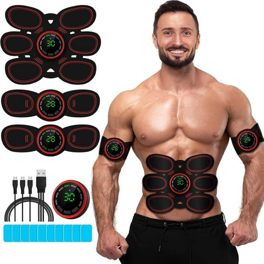 Abs Stimulator Muscle Toner, Ab Machine Trainer USB Rechargeable Gear for Abdomen/Arm/Leg, Fitness Strength Training Workout Equipment Men and Women DR6-E8-StrideForce Fitness