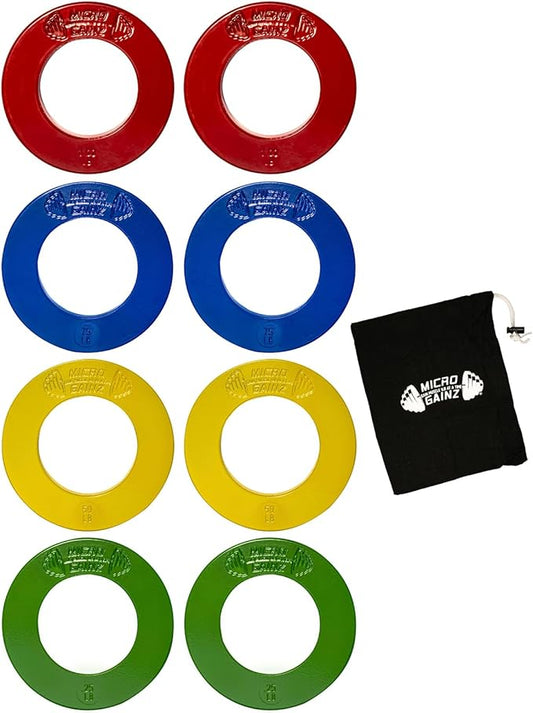 Micro Gainz Calibrated Fractional Weight Plates Set, 8 Piece Olympic Weight Plates Set with Bag, Designed for Olympic Barbells for Strength Training and Micro Loading, Made in USA-StrideForce Fitness