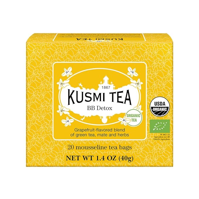 Kusmi Tea - BB Detox - Iconic Detox Tea - 100% Organic - Blend of Green Tea, Mate & Grapefruit - Organic Flavored Yerba Mate Tea - Enjoy Hot or Iced - 20 Tea Bags-StrideForce Fitness