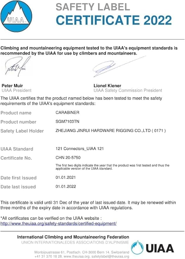 Auto Locking Carabiner Heavy Duty Carabiner 25kN UIAA Certified Climbing Carabiner Climbing Equipment Safety Carabiners for Rappelling, Hammocks, Rescue, Dog Leash, Swing-StrideForce Fitness