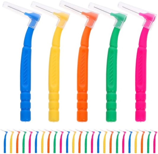 30Pcs Interdental Brushes Manual Toothbrush for Braces Teeth Cleaning L-Shaped Wear-Resistant Toothbrushes Portable Collection for Oral Care