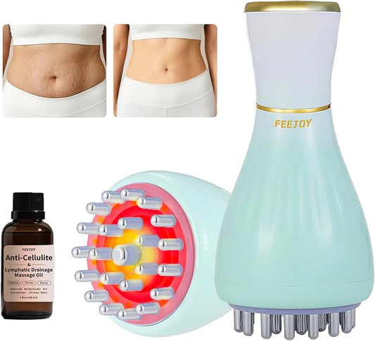 Lymphatic Drainage Massager & Massage Tool with Cellulite Oil, Body Sculpting Machine & Fascia Blaster for Cellulite with Microcurrent, Light, Heat & Vibration, for Legs, Arms & Belly-StrideForce Fitness