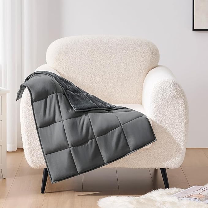 L'AGRATY Weighted Lap Blanket 7lb: Small Weighted Blankets for Adults Portable Travel - Cooling Pad Blanket for Relaxation Sleeping - Cozy Lap Washable All-Season(29" x 24")-StrideForce Fitness