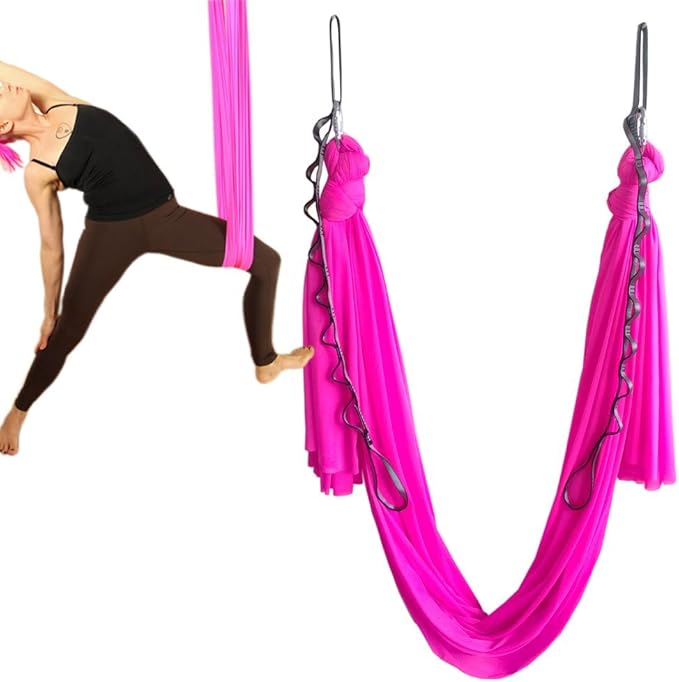 Aerial Yoga Hammock 5.5 Yards Yoga Swing Pilates Silk Home Gym Fitness Include hardware,Daisy Chain, Pose Guide-StrideForce Fitness