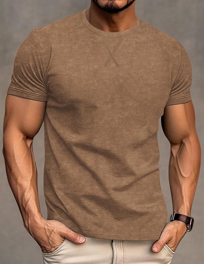 LOGEEYAR Men's Athletic Washed T-Shirts Basic Crew Neck Tees Tops Causal Distressed Cotton T Shirts for Men-StrideForce Fitness