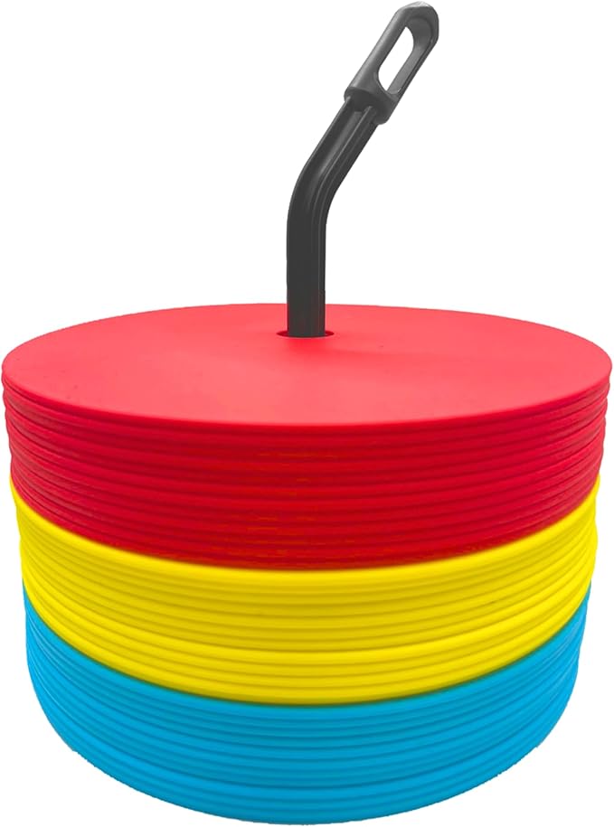 LEZER 6 Inch 8 Inch Flat Cones, Spot Markers, Soccer Cones, Field Court Markers, Sit Spots, Flat Discs, Soccer Training Equipment, Agility Practice, Football, Made in Taiwan-StrideForce Fitness