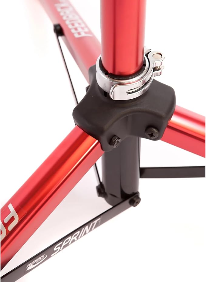 FEEDBACK SPORTS | Sprint Bike Repair Stand | Compact Bicycle Workstand W/Tripod Base | 360-Degree Rotation | Dropout Style Mount | Red-StrideForce Fitness
