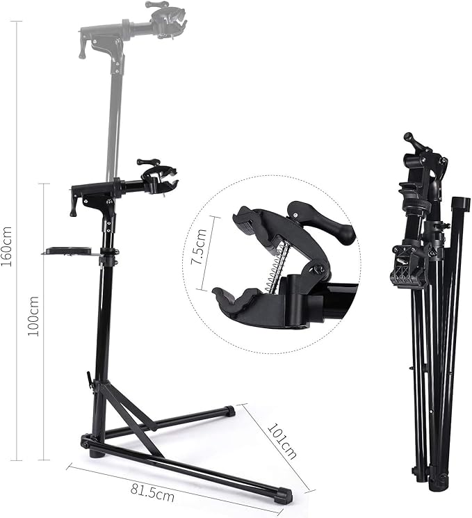 CXWXC Bike Repair Stand -Shop Home Bicycle Mechanic Maintenance Rack- Bike Workstands for Mountain Bike and Road Bike (rs100) (Black)-StrideForce Fitness