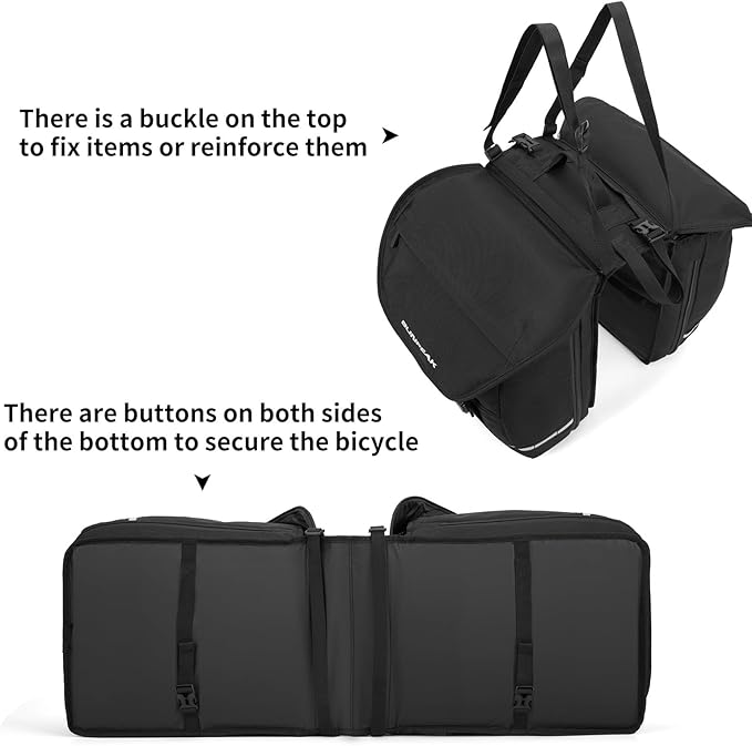 Bike Bag Accessories Panniers for Bicycle Rear Rack Bag 36L Waterproof Mountain Electric Bike Saddle Bag for Cycling Traveling Commuting Black-StrideForce Fitness
