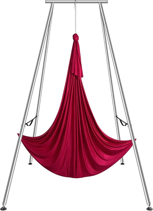 VEVOR Aerial Yoga Frame, 9.67 ft Height Swing Stand, Max 551.15 lbs Load Chrome-Plated Steel Pipe Inversion Yoga Rig for Indoor Outdoor Use-StrideForce Fitness