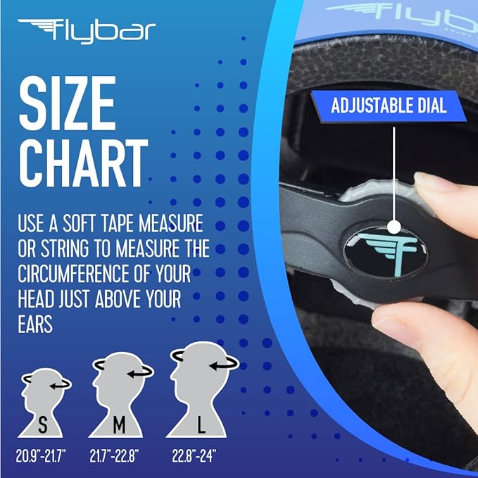Flybar Bike Helmet- Multi Sport Dual Certified Adjustable Dial, Lightweight Skateboard Helmet, Roller Skating, Pogo, Electric Scooter, Snowboard, Boys and Girls Kids- Adults Helmets-StrideForce Fitness