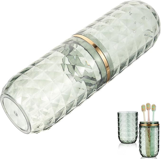 Toothbrush Holders with Cover, Portable Travel Toothbrush Case with lid, Toothbrush Container for Bathroom Countertop Organizer (Green)