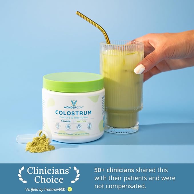 Colostrum Supplement Powder for Gut Health, Immune Support, Muscle Recovery & Wellness | Natural IgG Pure Whole Bovine Colostrum Superfood, Matcha, 60 Servings-StrideForce Fitness