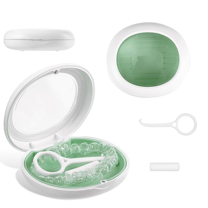 Retainer Case,Aligner Case,Retainer Holder With Remover Tool And Cleaning Brush With Vent Holes Compatible With Aligner Case, Retainer Case,Orthodontic Supplies Case