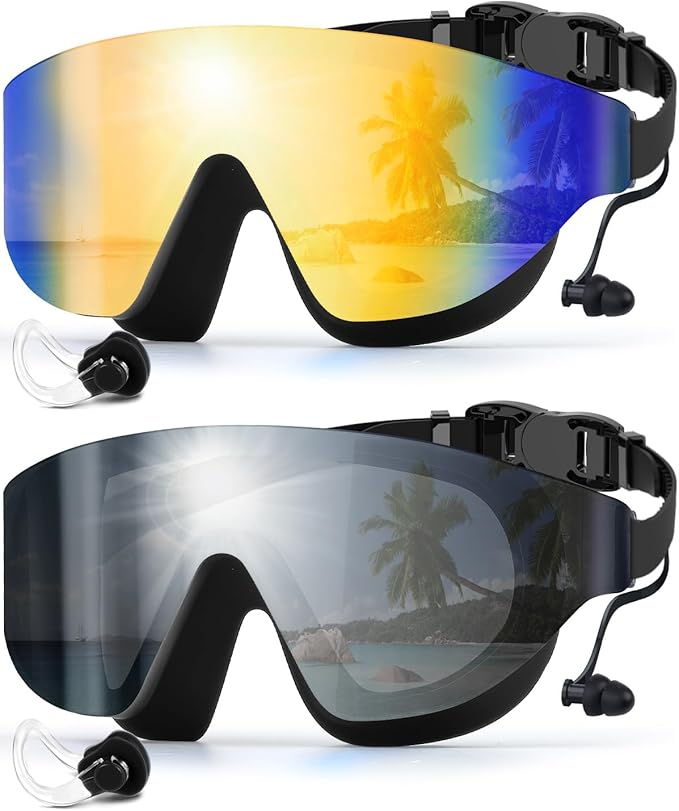 Swim Goggles, Frameless Wide View Swimming Goggles, Anti-Fog Anti-UV No Leaking Pool Goggles for Men Women Adult-StrideForce Fitness