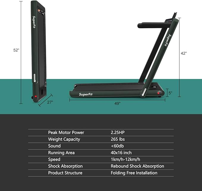 GYMAX Walking Pad, 2.25HP Dual Display Foldable Treadmill for Home with Remote/Smart App Control, Portable Compact Treadmill for Office Under Desk, Folding Running Machine for Small Spaces-StrideForce Fitness