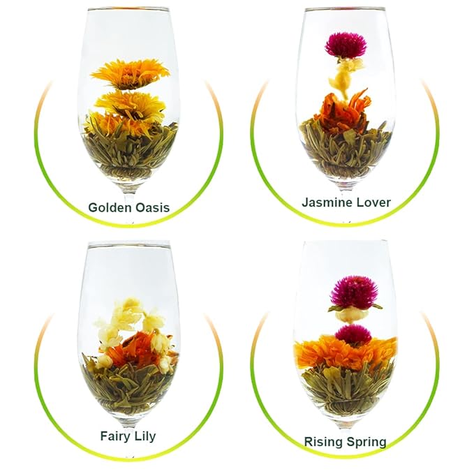 TEARELAE Blooming Tea Flowers - 12pcs Individually Sealed Flowering Balls - Hand-Tied Natural Green Tea Leaves & Edible Flowers - Gifts For Lovers-StrideForce Fitness