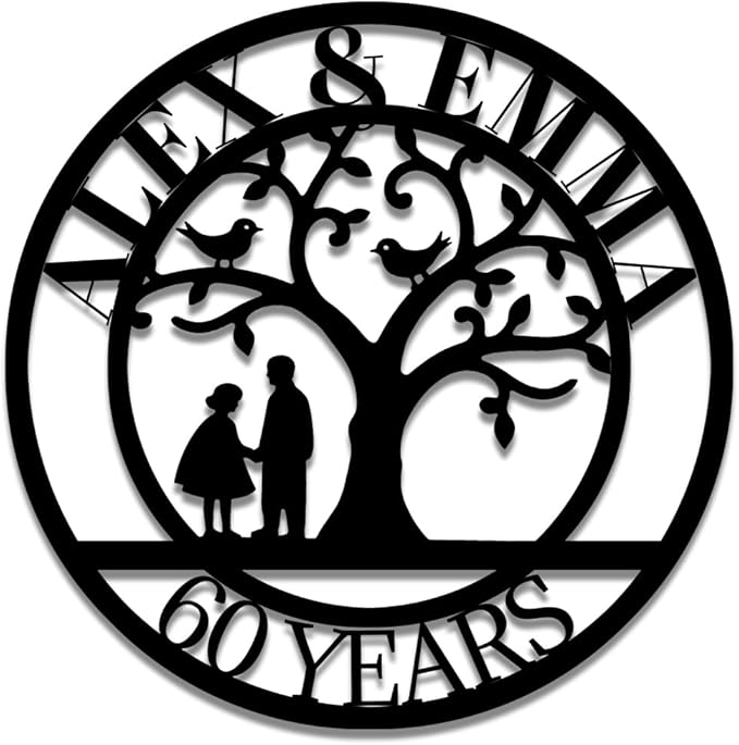 Tree of Life Metal Name Sign | Custom Metal Signs | Personalized Wall Art | Wedding Gift Indoor Decor Gift for Women, Men, Wife, Parents, Couple-StrideForce Fitness