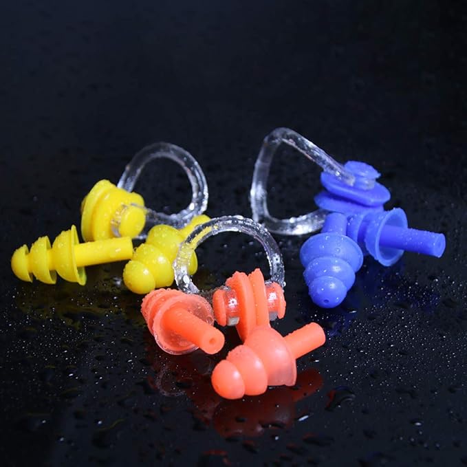 UPINS 14 Sets Silicone Nose Clips Waterproof Swimming Nose Plugs Earplugs for Adults Kids, Ear Nose Protector-StrideForce Fitness