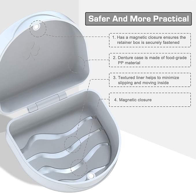 Retainer Case Denture Case: BVN Orthodontic Dental Case, Slim Braces Case, Mouth Guard Case, Denture Box, Teeth Aligner Case, Night Guard Case Container Storage Holder White