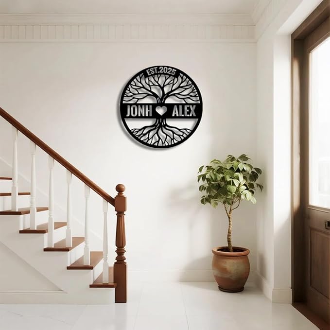 Personalized Tree of Life Metal Name Sign | Custom Metal Signs | Family Wall Art | Wedding Gift & Anniversary | Indoor Decor Gift for Women, Men, Wife, Parents, Couple-StrideForce Fitness
