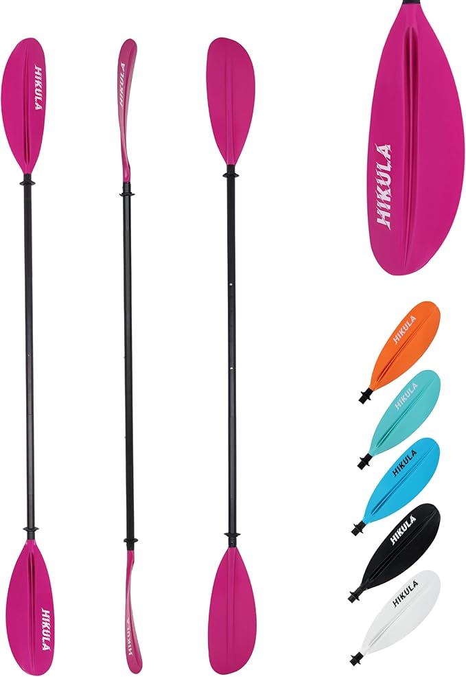 Kayak Paddle Aluminum Shaft Paddle with Nylon Blades, Floating Adjustable Kayaking Oars, 3 Piece, 220-240cm/86-94 Inches,Black/Rose/Teal/Black/Orange/Grey-StrideForce Fitness