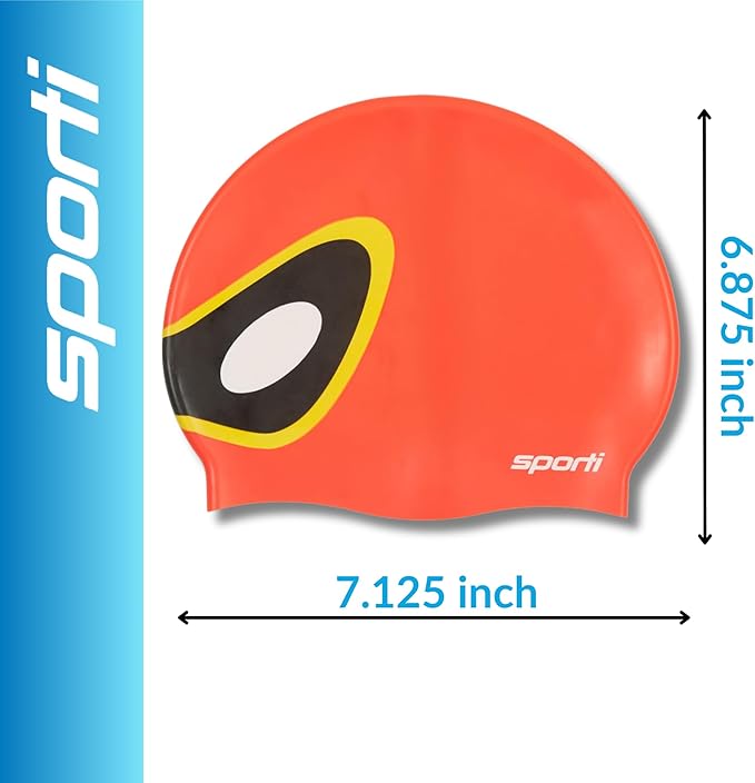 Sporti Silicone Swim Cap for Kids, Unisex Youth Swimming Cap, Protection Bathing Caps for Your Children, Aged 2-10-StrideForce Fitness