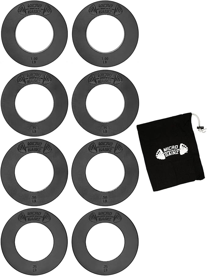 Micro Gainz Calibrated Fractional Weight Plates Set, 8 Piece Olympic Weight Plates Set with Bag, Designed for Olympic Barbells for Strength Training and Micro Loading, Made in USA-StrideForce Fitness