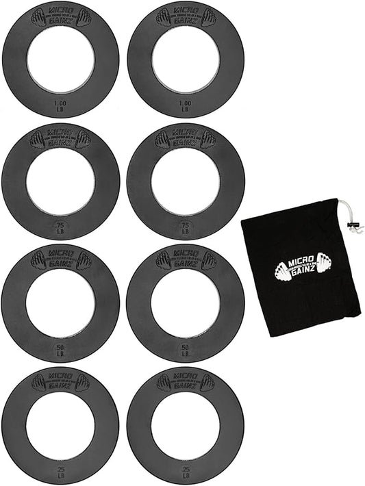Micro Gainz Calibrated Fractional Weight Plates Set, 8 Piece Olympic Weight Plates Set with Bag, Designed for Olympic Barbells for Strength Training and Micro Loading, Made in USA-StrideForce Fitness
