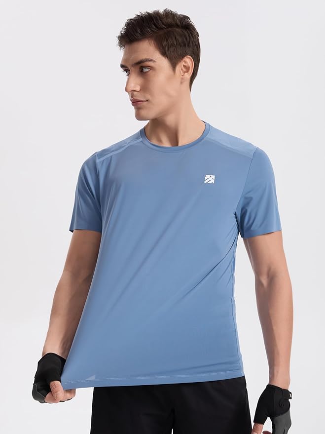 Mens Seamless Workout T-Shirts Lightweight Moisture Wicking Running Hiking Camping Tennis Pickleball Shirts for Men-StrideForce Fitness