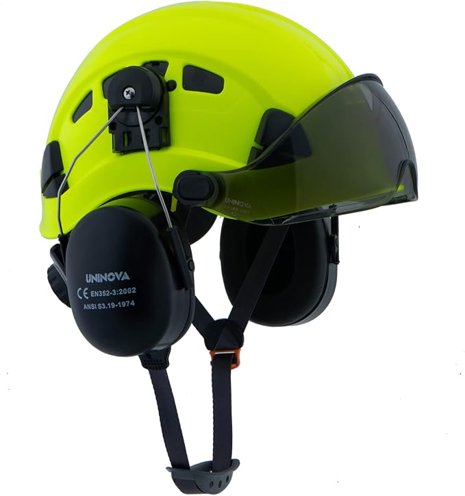 UNINOVA Arborist Helmet Forestry Helmet Chainsaw Helmet with Visor and Earmuffs,OSHA Safety Hard Hat Helmet for Logging Trimming Mowing Climbing Tree Service Garden Work-StrideForce Fitness