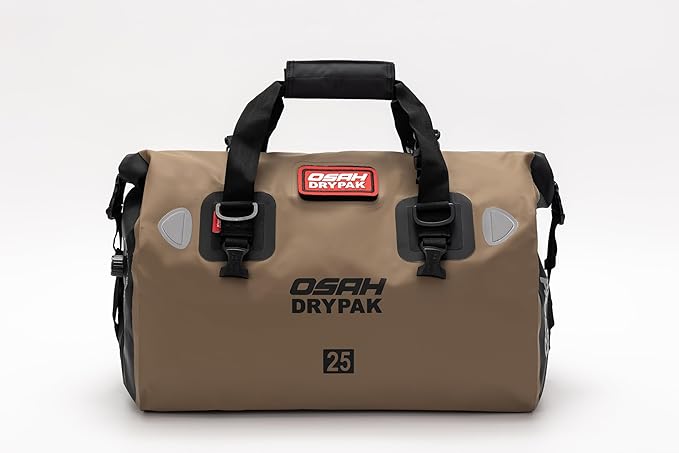 Waterproof Duffel& Luggage Bag - Motorcycle Dry Bag Tail Saddle Bags with Roll Top Closure,Large Storage Space,for Camping, Kayaking, Fishing & Traveling(MudBrown, 25L)-StrideForce Fitness