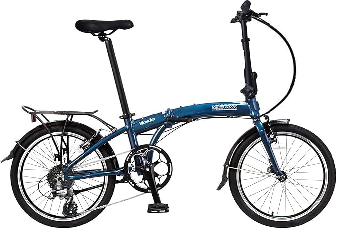 SOLOROCK 20" 8 Speed Aluminum Folding Bike - Wonder V Brakes, with Fenders & Alloy Rear Rack, Stainless Steel Spokes & Stainless Steel Fender Stays-StrideForce Fitness