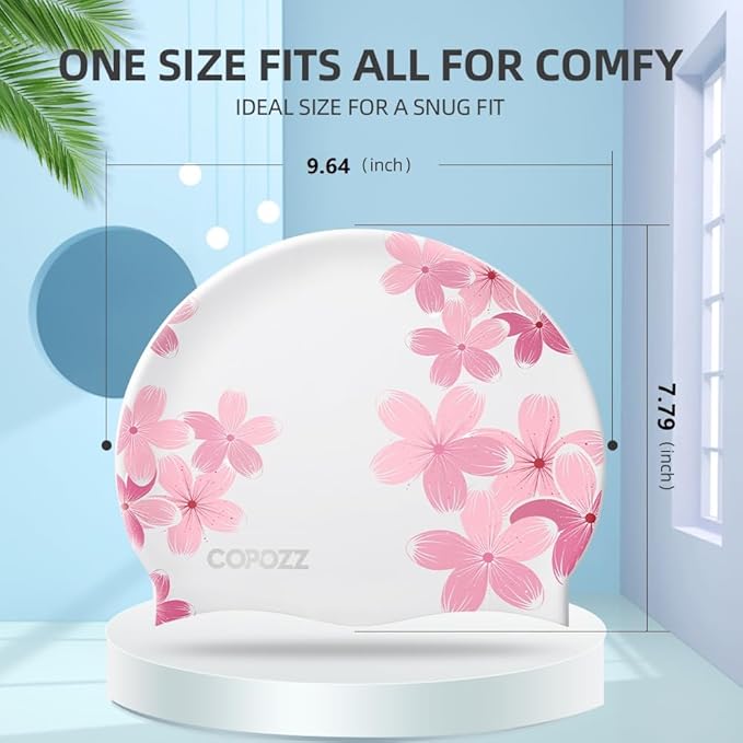 COPOZZ Stylish Silicone Swim Cap for Women – Comfortable, Durable, and Hair-Protecting Design-StrideForce Fitness