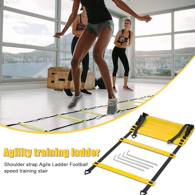 Football Training Equipment | Speed Agility Training Set, Including 1 Agility Ladder, 4 Steel Piles,12 Disc Cones,1 Resistance Umbrella .| for Athletes/Sports Including Football & Basketball-StrideForce Fitness