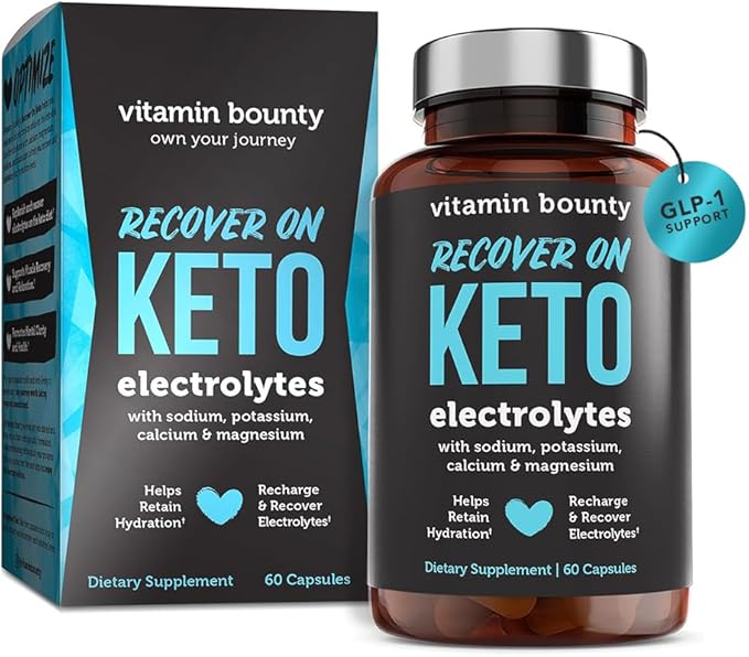 Vitamin Bounty Recover On Keto Electrolytes - Keto Supplements, Electrolytes Pills, Electrolyte Supplement, Keto Vitamins, Sugar Free Hydration, Boost Energy, GLP 1 Support- 60 Capsules-StrideForce Fitness