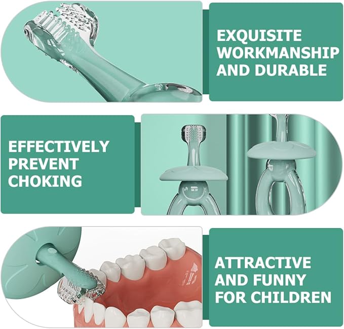 Silicone 3D Toothbrush for, Soft Training Toothbrush for Oral Cleaning, Tongue Cleaner, Light Blue, OPP Bag Packaging, Suitable for Dental Care