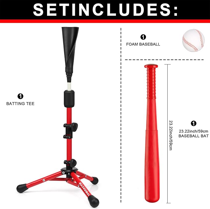 Baseball Tee for Kids,Youth Stand Set,Teeball Set,Youth Baseball,Softball Batting Tee Set,Easy Adjustable Height-StrideForce Fitness