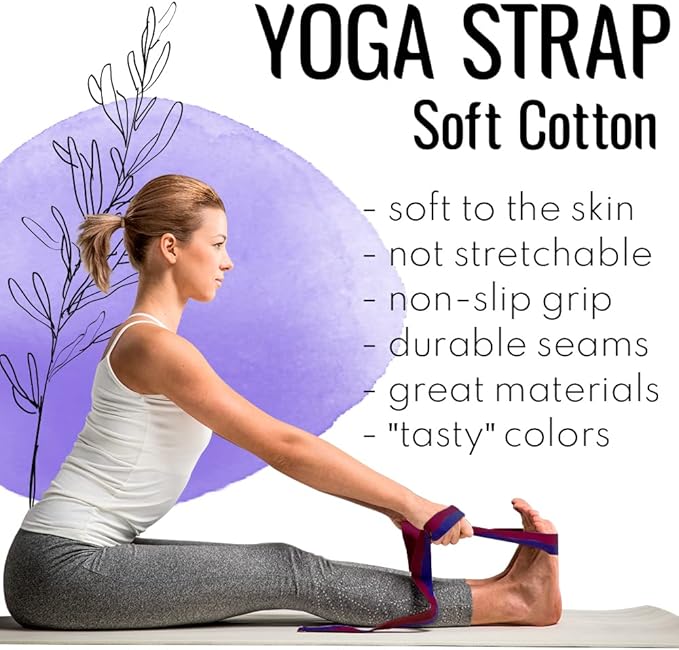 TECEUM Yoga Strap & Mat Strap – 2 IN 1 – Cotton – 6 ft 8 ft 10 ft (30+ colors) – Adjustable Non-Slip Belt for Yoga, Pilates, Stretching, Physical Therapy, Fitness & Home Workout – For Carrying Mats-StrideForce Fitness